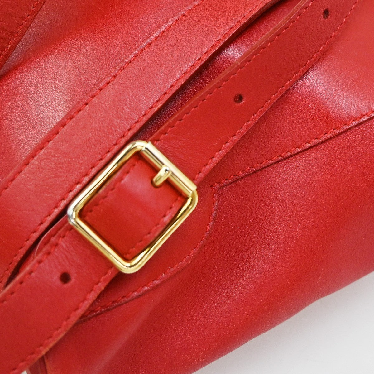 Gucci Vintage Bamboo Leather, Red, Leather, Backpack