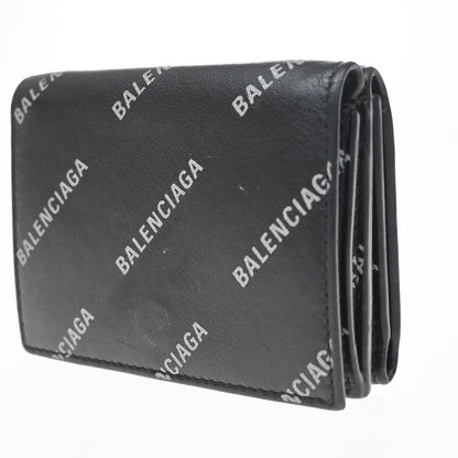 Balenciaga Logo Trifold Wallet Leather, Black, Leather, Clutch