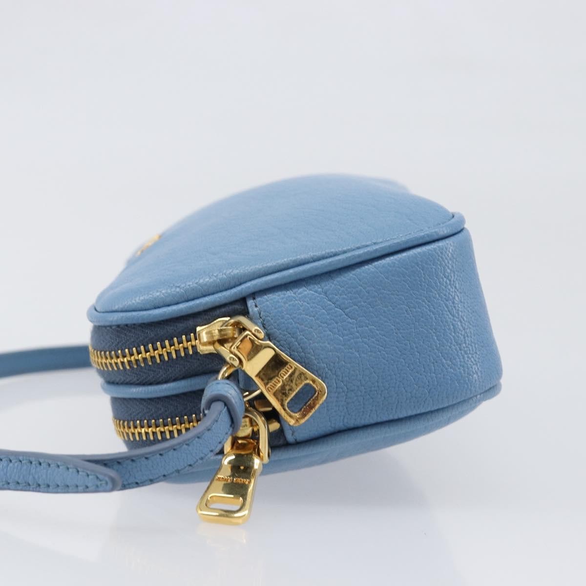 Miu Miu Double Zip Pochette Leather, Blue, Leather, Clutch