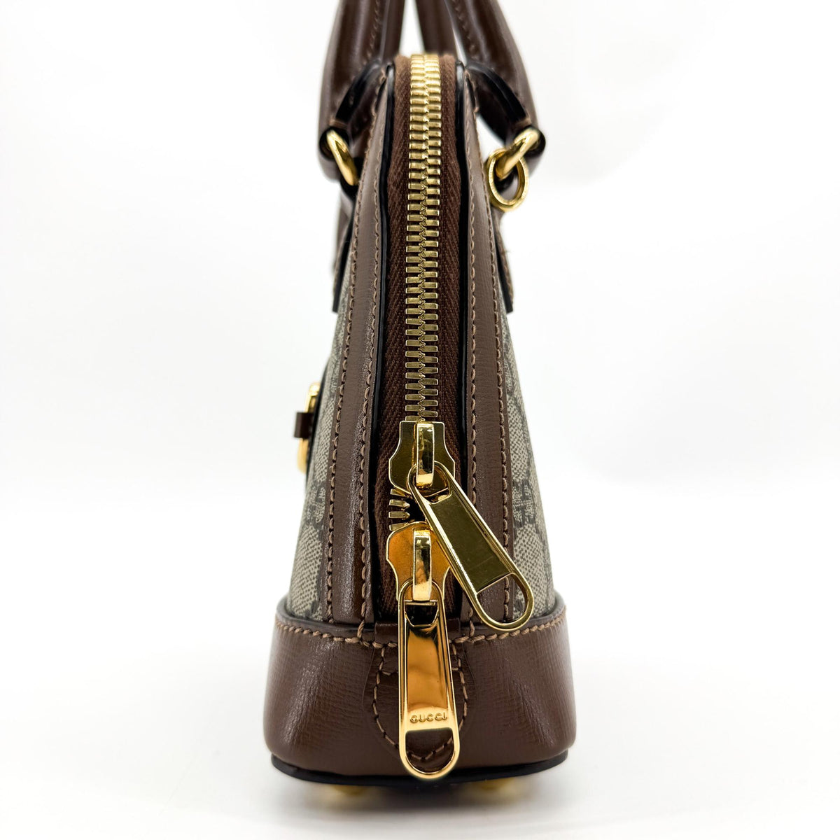 Gucci Horsebit 1955 Top Handle GG Coated Canvas with Leather, Brown, Canvas, Handbag