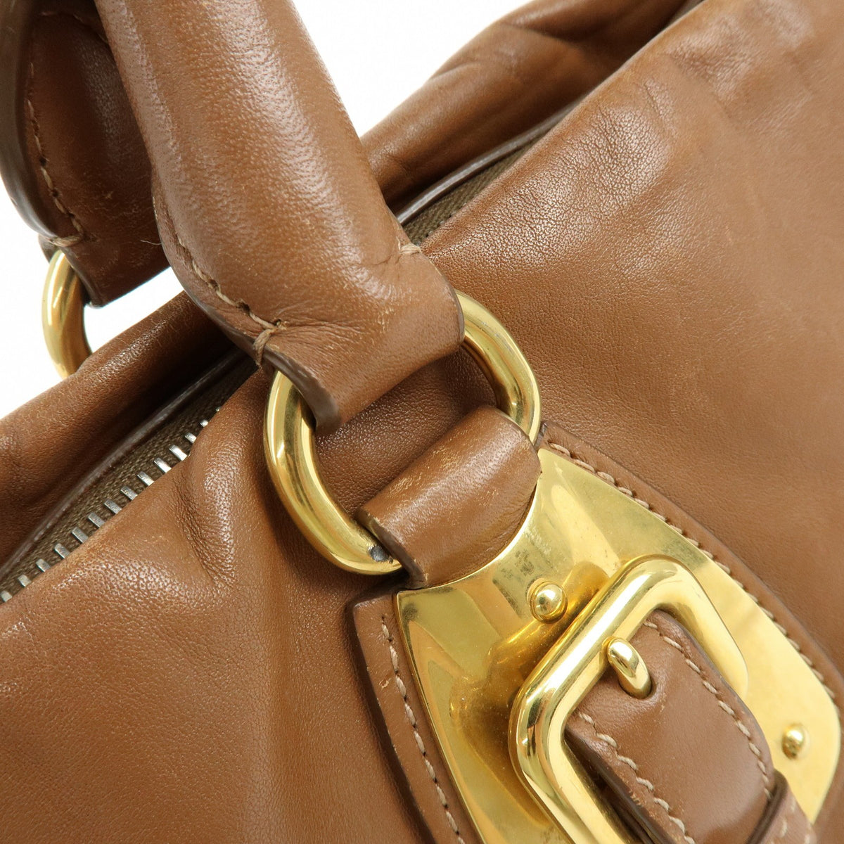 Prada Convertible Belted Satchel Soft Calf, Brown, Leather, Handbag