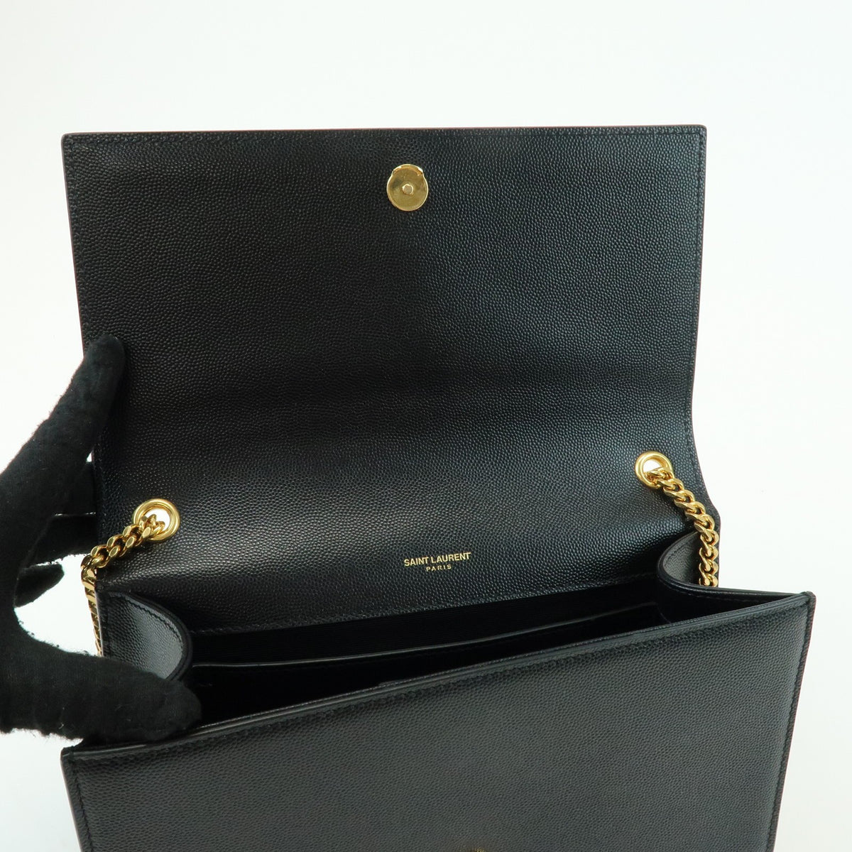 Saint Laurent Classic Monogram Leather, Black, Leather, Crossbody Bag