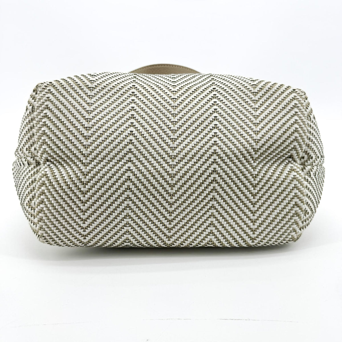 Hermes Chennai Woven Leather and Canvas, White, Canvas, Tote Bag