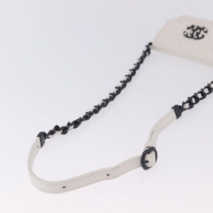 Chanel 19 Flap Coin Purse Belt Quilted Lambskin, White, Leather, Clutch