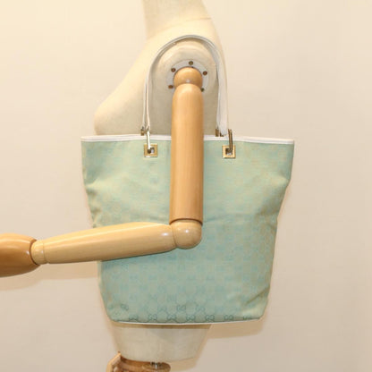 Gucci Vintage Bucket Shopping Tote GG Canvas and leather, Blue, Canvas, Tote Bag