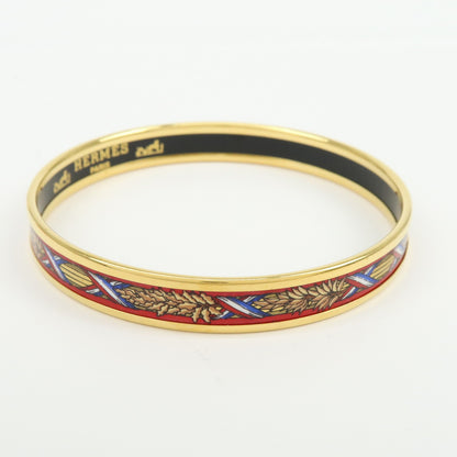 Hermes Bangle Printed Enamel, Gold, Gold Plated, Bracelet