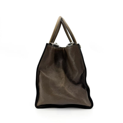 Prada Twin Shopping Vitello Daino, Brown, Leather, Tote Bag
