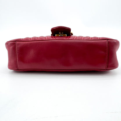 Gucci GG Marmont Flap Chevron Leather, Red, Leather, Shoulder Bag