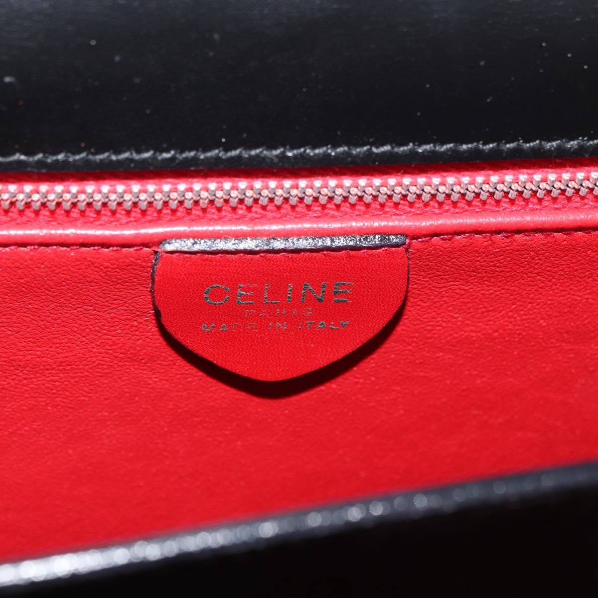 Celine Top Handle Leather, Black, Leather, Handbag