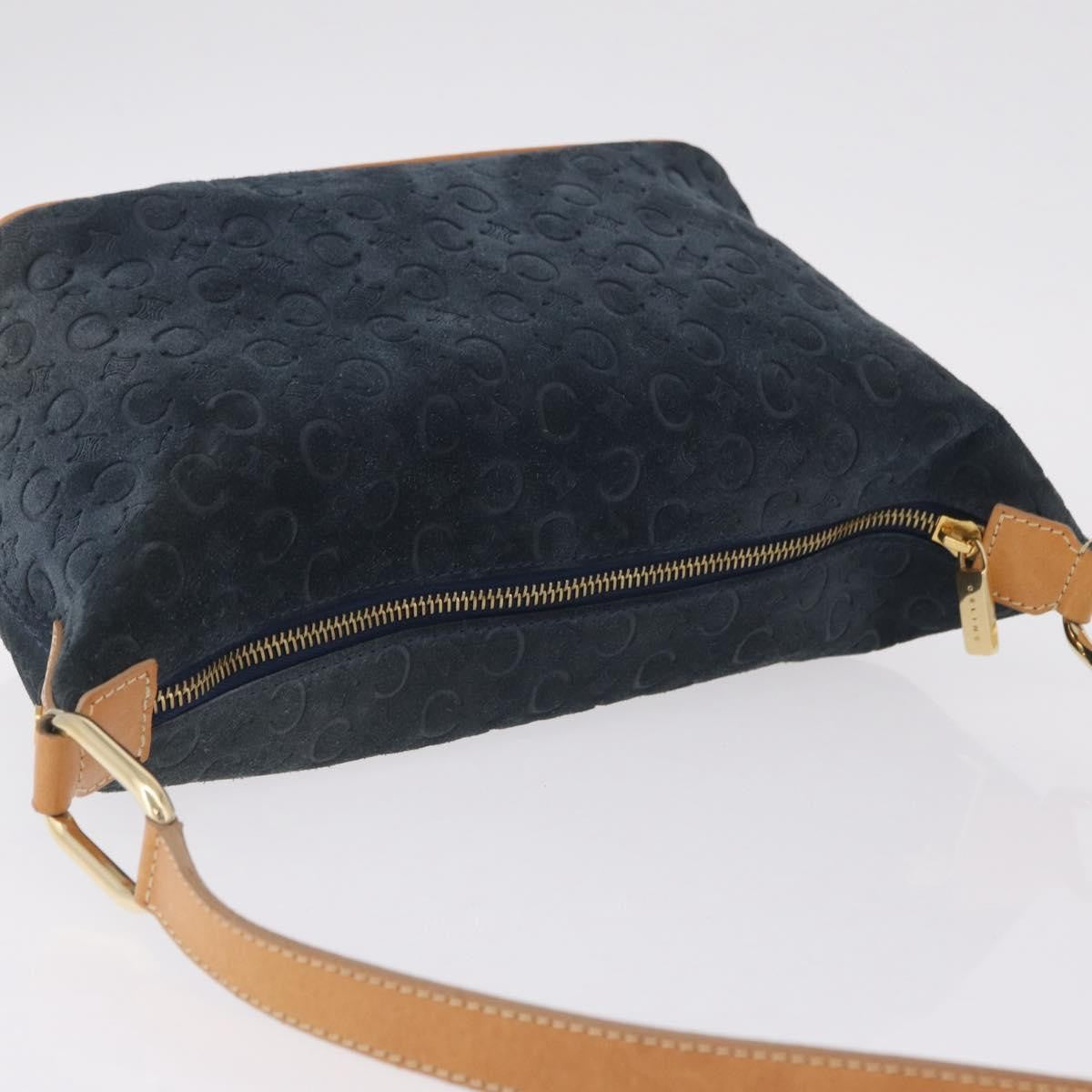 Celine C Macadam Shoulder Suede, Navy, Suede, Handbag