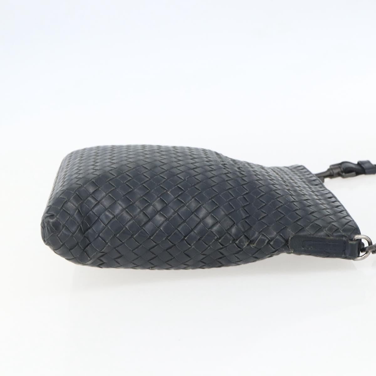 Bottega Veneta Flat Messenger Intrecciato Nappa, Navy, Leather, Crossbody Bag