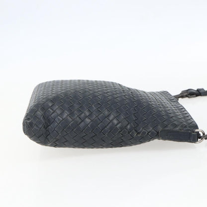 Bottega Veneta Flat Messenger Intrecciato Nappa, Navy, Leather, Crossbody Bag