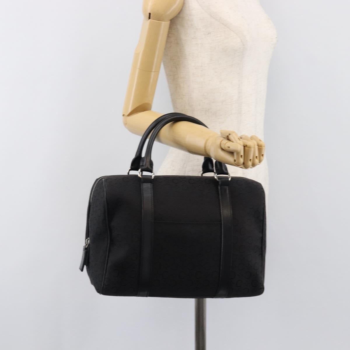 Celine Boston C Macadam Canvas, Black, Canvas, Handbag