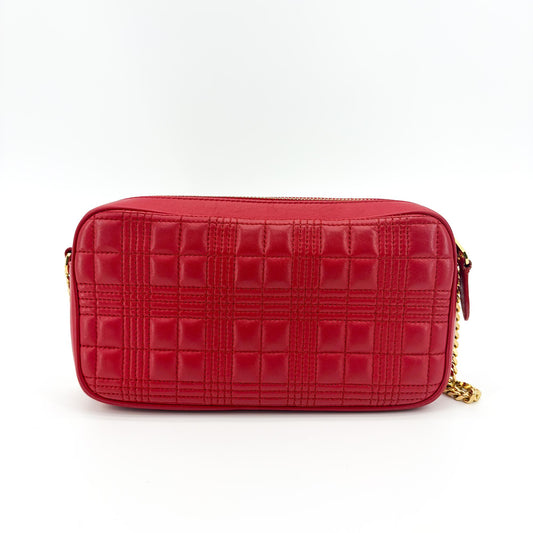 Burberry TB Camera Quilted Leather, Gold, Leather, Shoulder Bag
