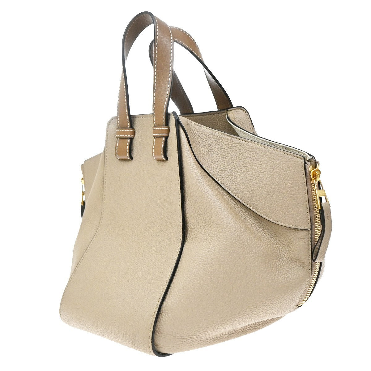 Loewe Hammock Leather, Beige, Leather, Handbag