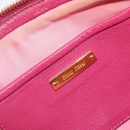 Miu Miu Madras Double Zip Leather, Pink, Leather, Crossbody Bag