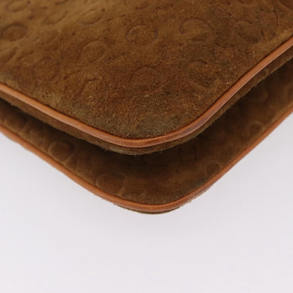 Celine C Macadam Shoulder Suede, Brown, Suede, Handbag