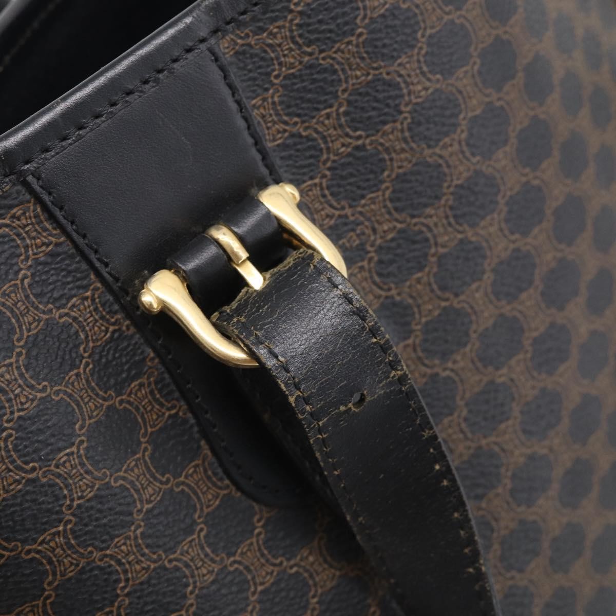 Celine C Macadam Tote PVC leather/ Macadam canvas, Black, Canvas, Shoulder Bag