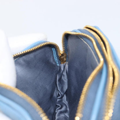 Miu Miu Double Zip Pochette Leather, Blue, Leather, Clutch