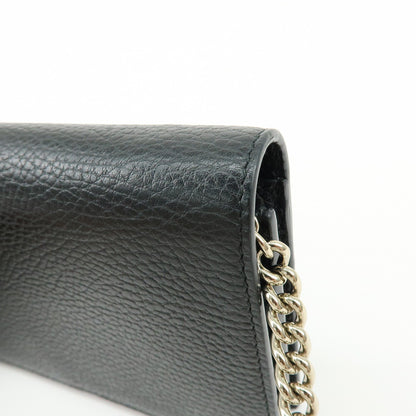 Gucci Betty Chain Wallet (Outlet) Leather, Black, Leather, Crossbody Bag