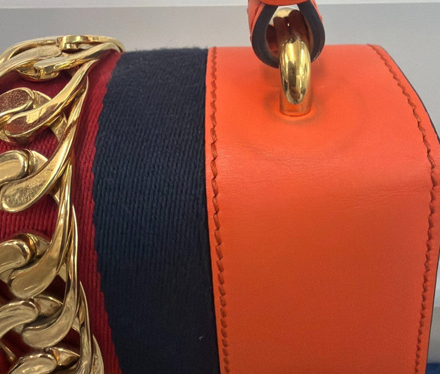 Gucci Sylvie Leather, Orange, Leather, Handbag