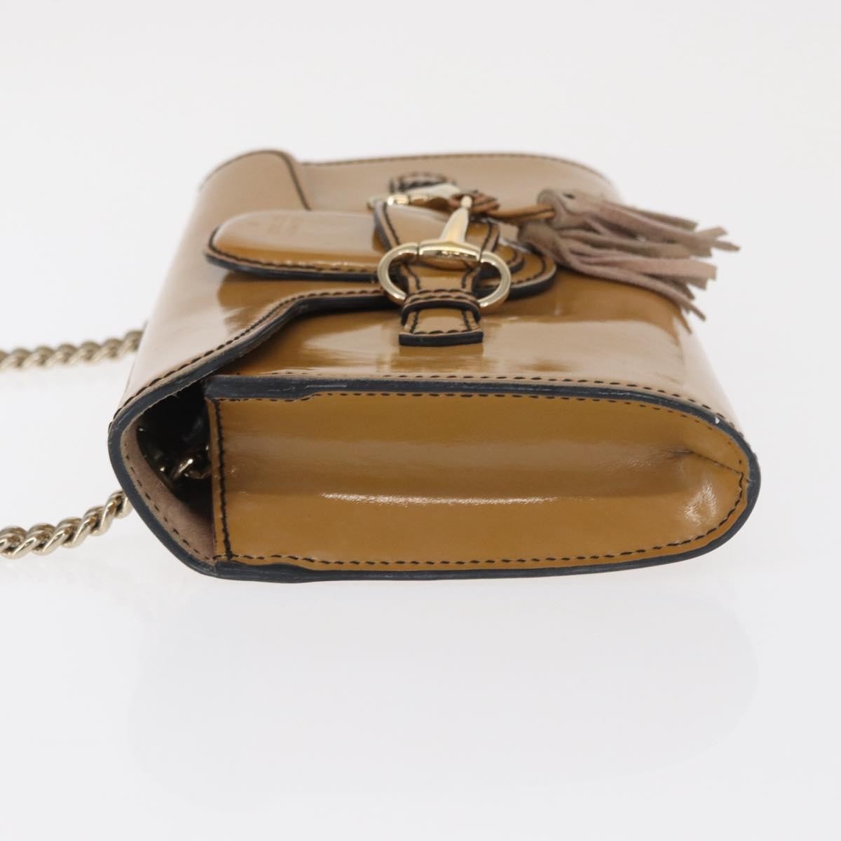 Gucci Emily Chain Flap Patent, Beige, Patent Leather, Shoulder Bag