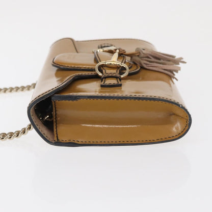 Gucci Emily Chain Flap Patent, Beige, Patent Leather, Shoulder Bag