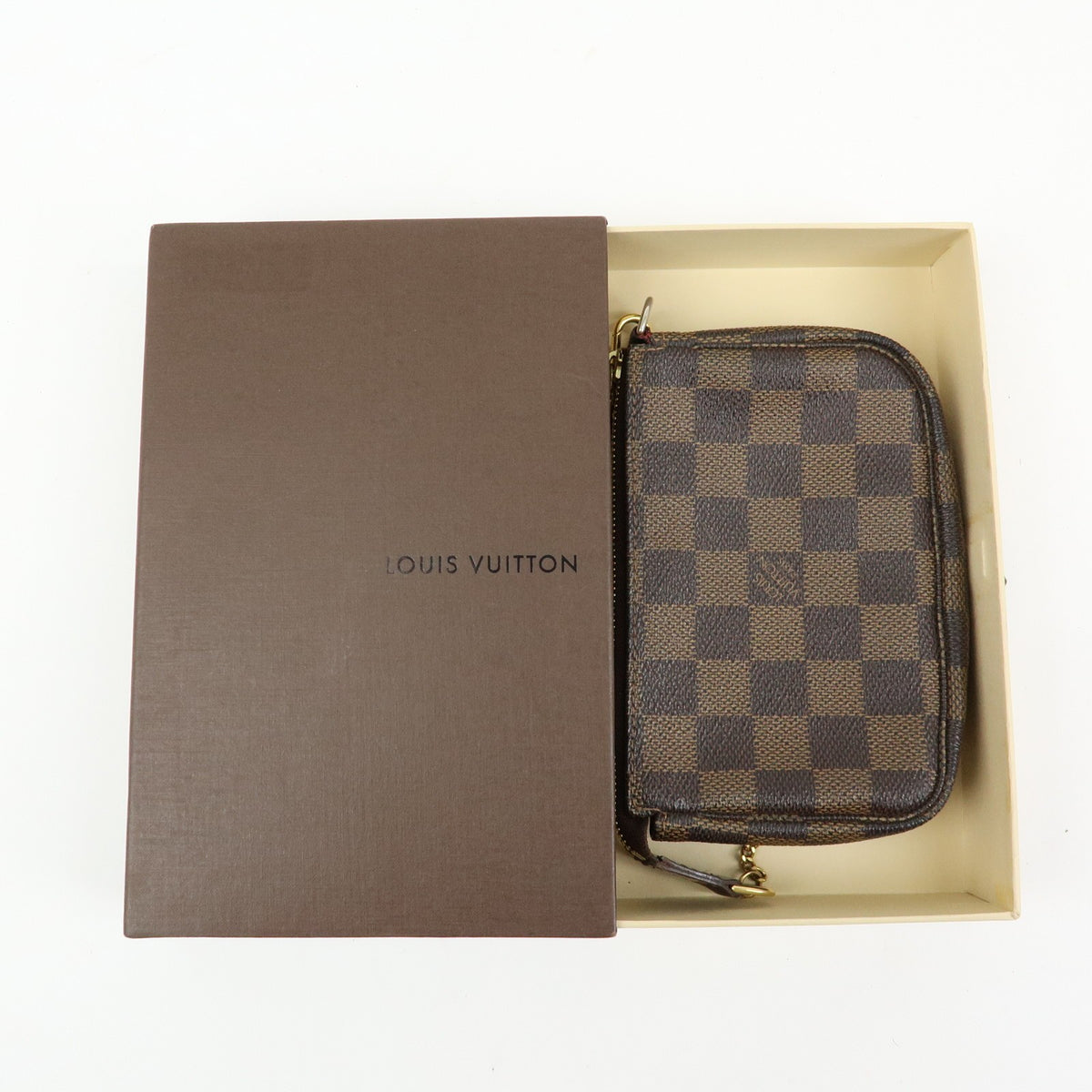Louis Vuitton Pochette Accessoires Damier, Brown, Canvas, Clutch