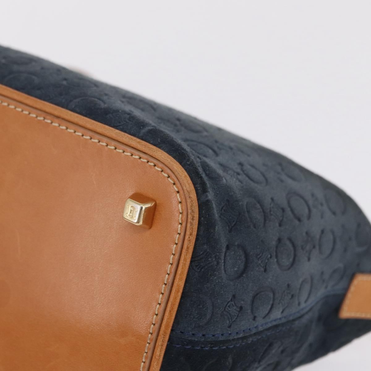 Celine C Macadam Shoulder Suede, Navy, Suede, Handbag