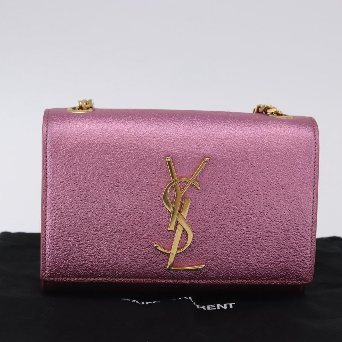 Saint Laurent Classic Monogram Metallic Leather, Pink, Leather, Crossbody Bag