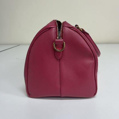 Prada Saffiano Bowler Leather, Pink, Leather, Handbag