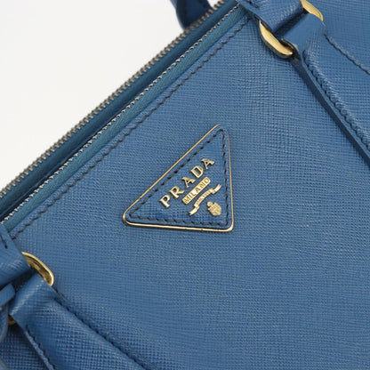 Prada Double Zip Lux Tote Saffiano Leather, Blue, Leather, Handbag