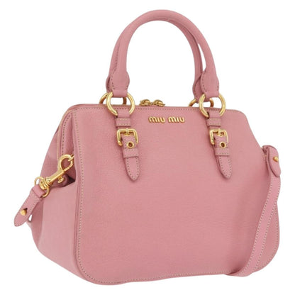 Miu Miu Madras Bowler Leather, Pink, Leather, Handbag