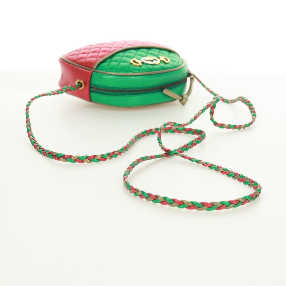 Gucci Trapuntata Camera Quilted Laminated Leather, Red, Leather, Shoulder Bag