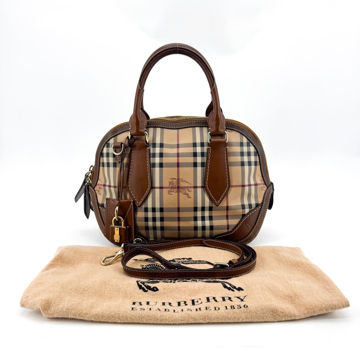 Burberry Orchard Haymarket Coated Canvas, Brown, Canvas, Handbag