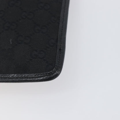 Gucci Vintage Flat Messenger GG Canvas and Leather, Black, Canvas, Handbag