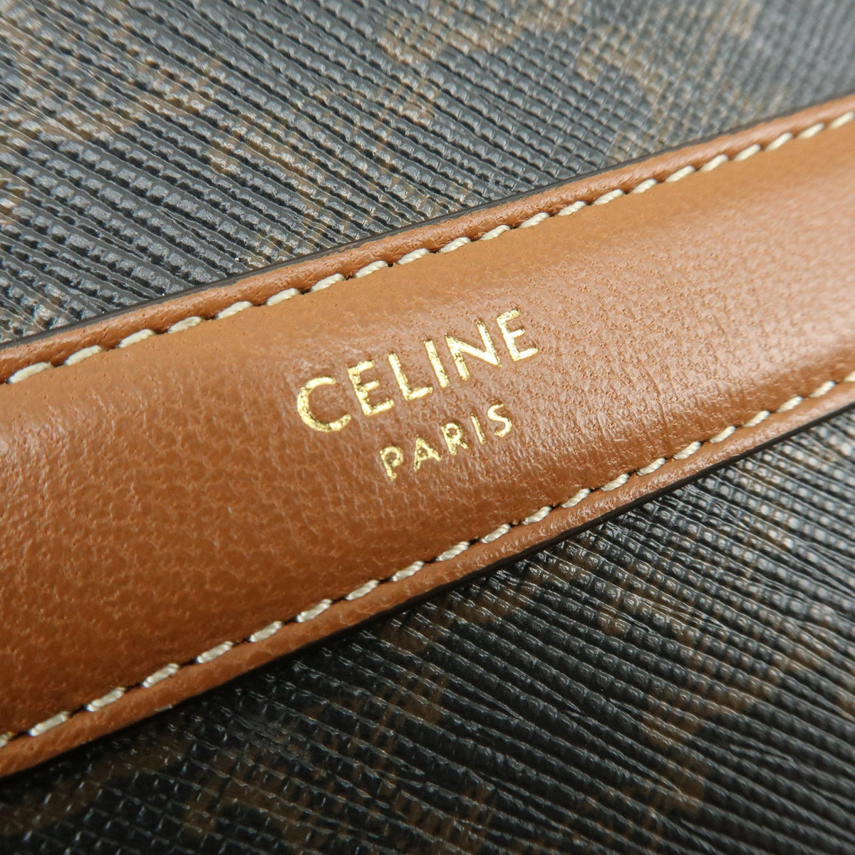 Celine Round Purse on Strap Triomphe Coated Canvas, Brown, Canvas, Crossbody Bag