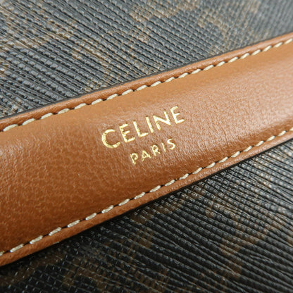 Celine Round Purse on Strap Triomphe Coated Canvas, Brown, Canvas, Crossbody Bag