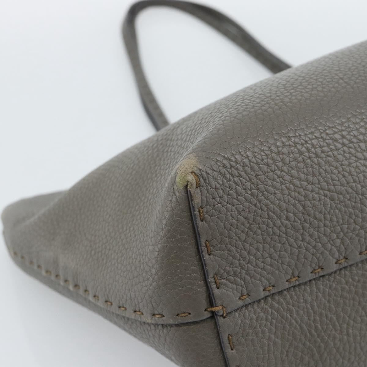 Fendi Selleria Carla Leather, Gray, Leather, Tote Bag