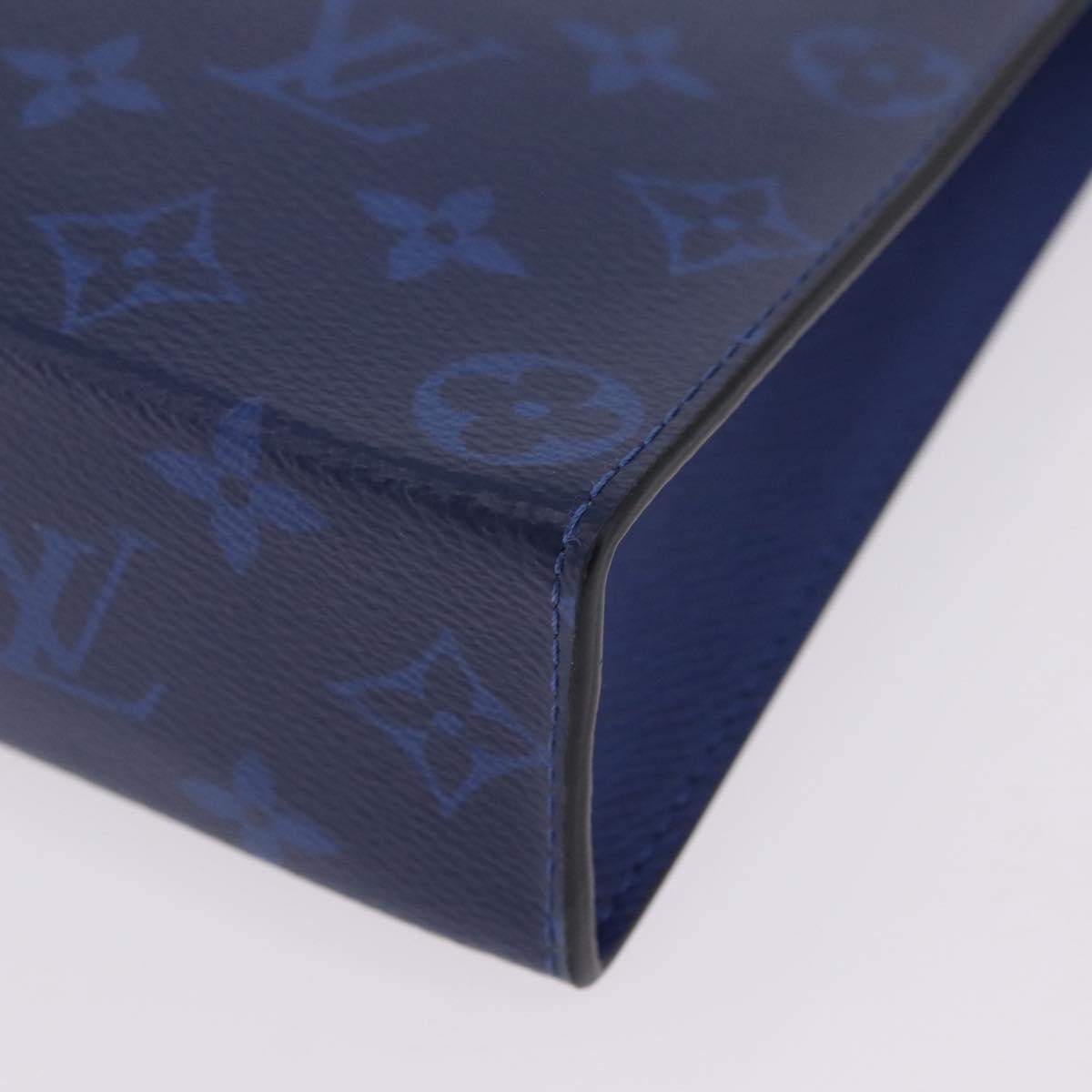 Louis Vuitton Pochette Voyage Monogram Taigarama, Blue, Leather, Clutch