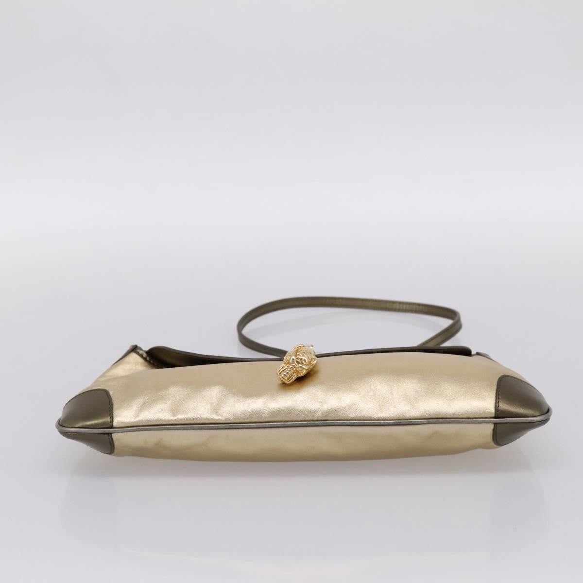 Gucci Tiger Charm Leather, Gold, Leather, Shoulder Bag