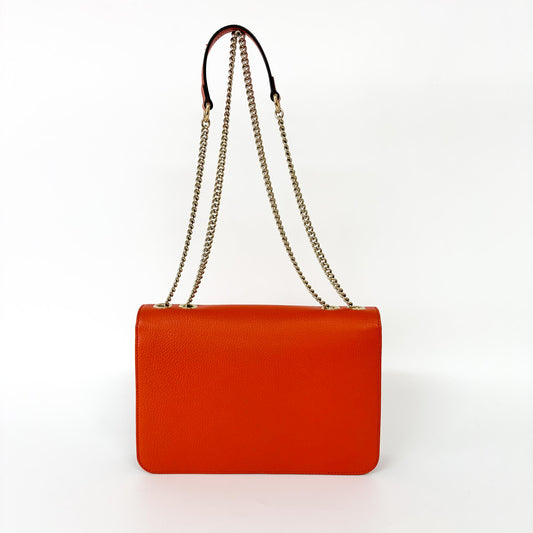 Gucci Interlocking Shoulder Bag Leather, Orange, Leather, Shoulder Bag