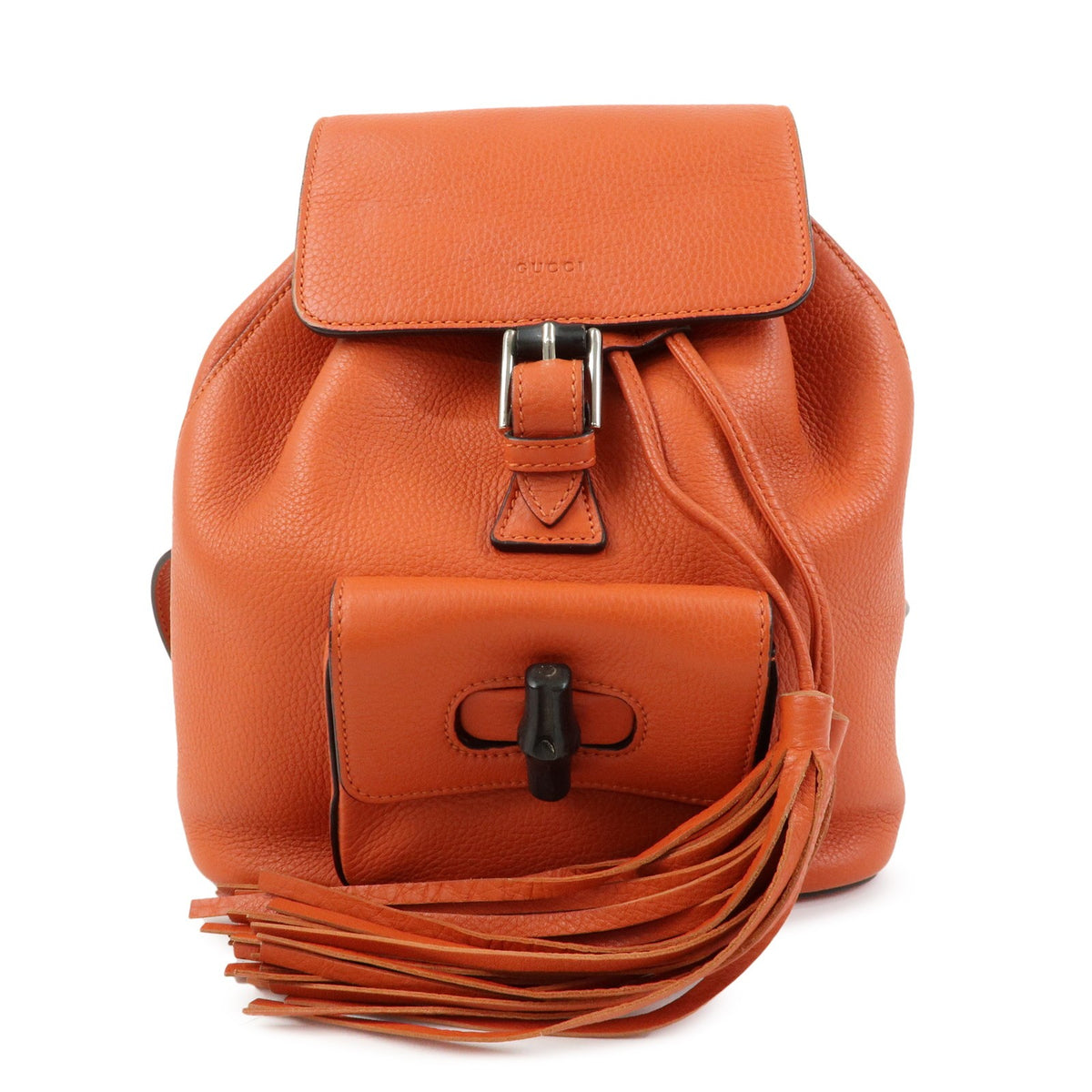 Gucci Bamboo Tassel Leather, Orange, Leather, Backpack