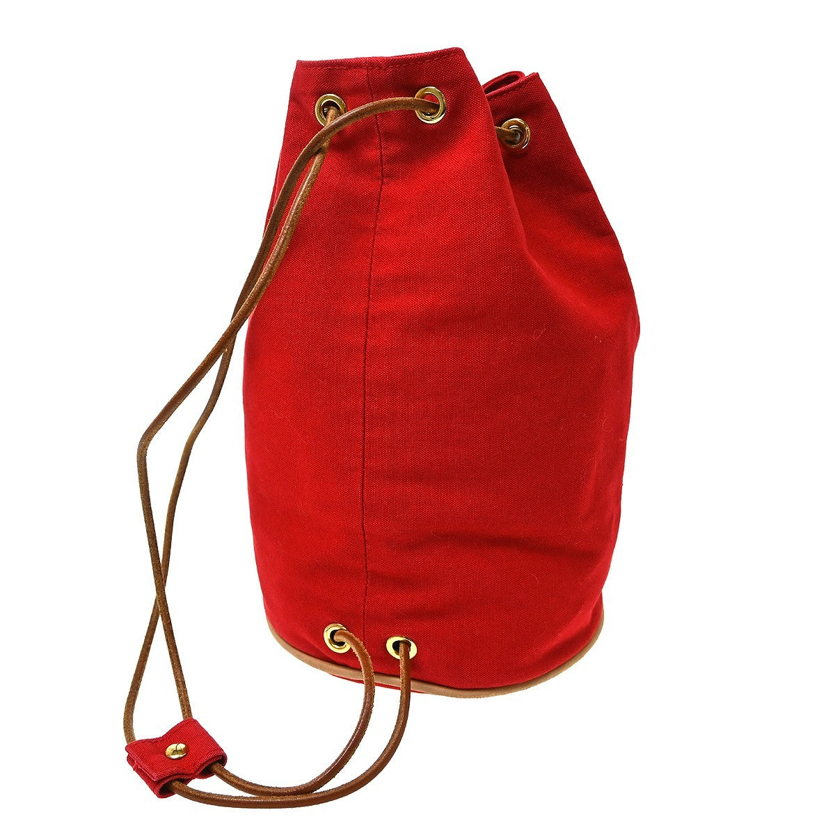 Hermes Polochon Drawstring Cotton, Red, Cotton, Backpack