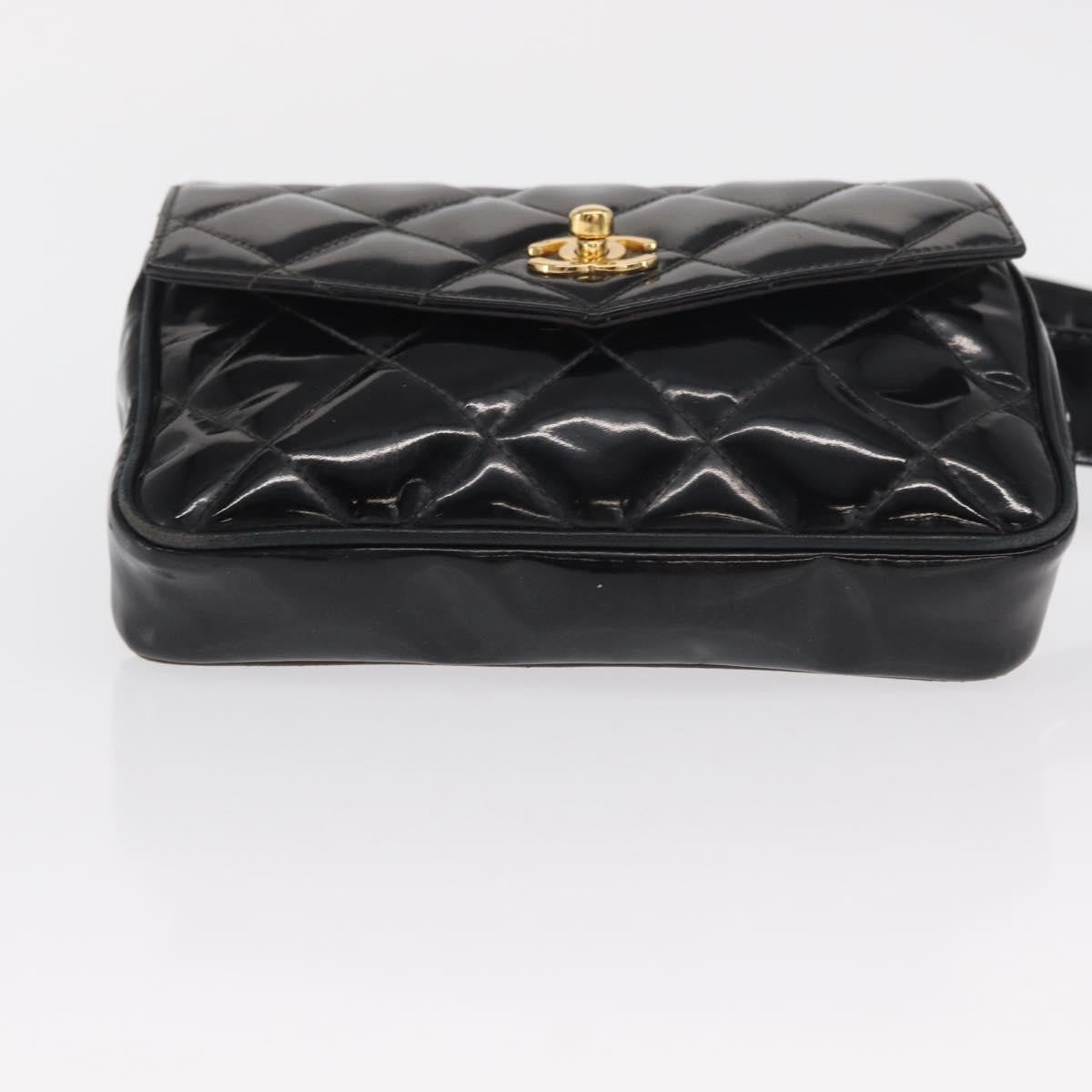 Chanel Vintage CC Flap Waist Patent Leather, Black, Patent Leather, Clutch