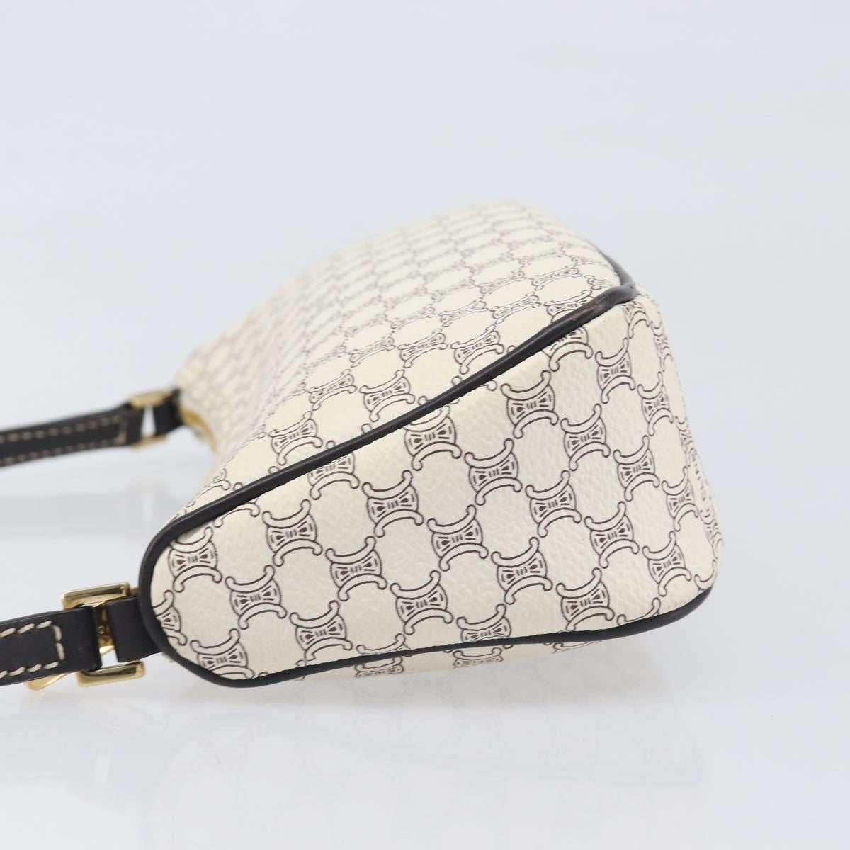Celine Triomphe Macadam Zip Shoulder Bag Canvas, White, PVC, Clutch