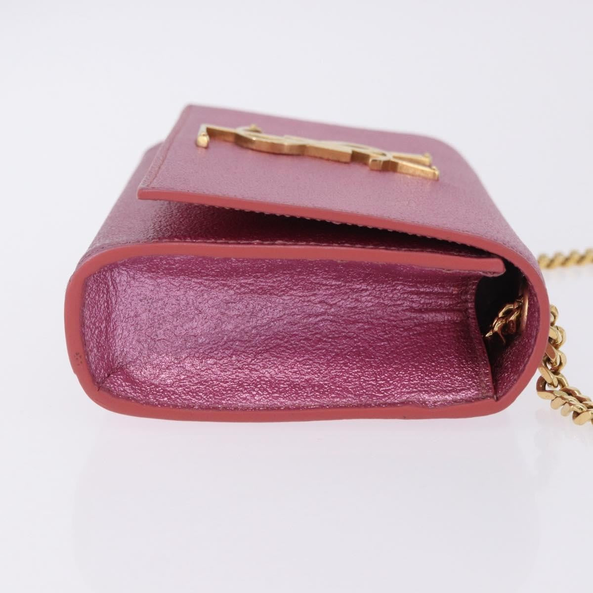 Saint Laurent Classic Monogram Metallic Leather, Pink, Leather, Crossbody Bag