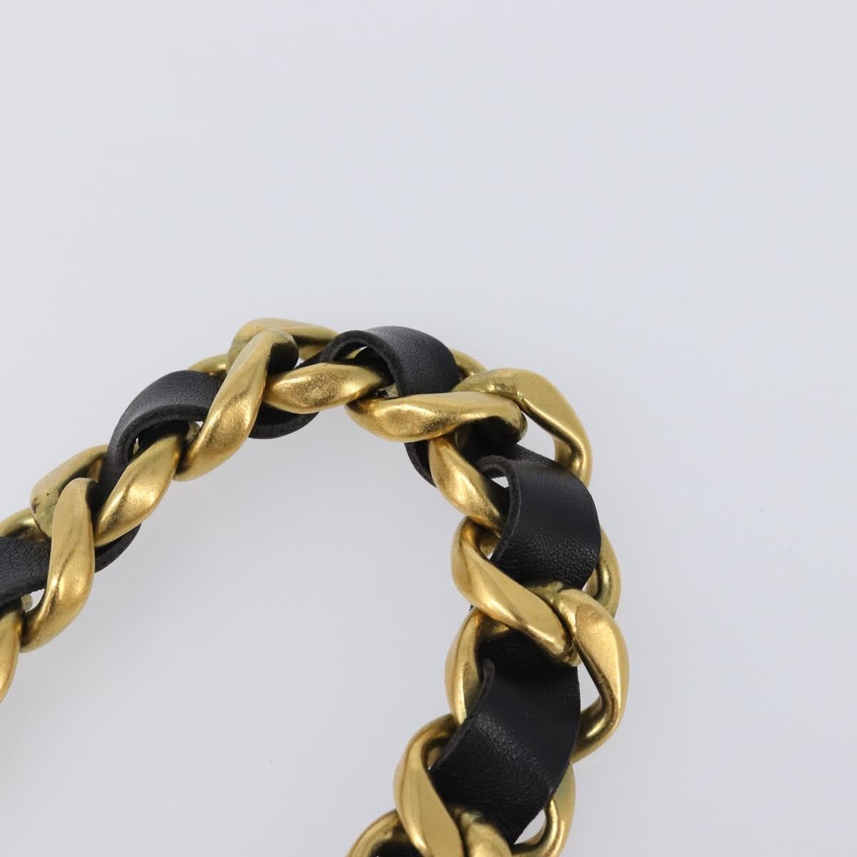Chanel Vintage Chain Belt Metal and Leather, Black, Leather, Belt