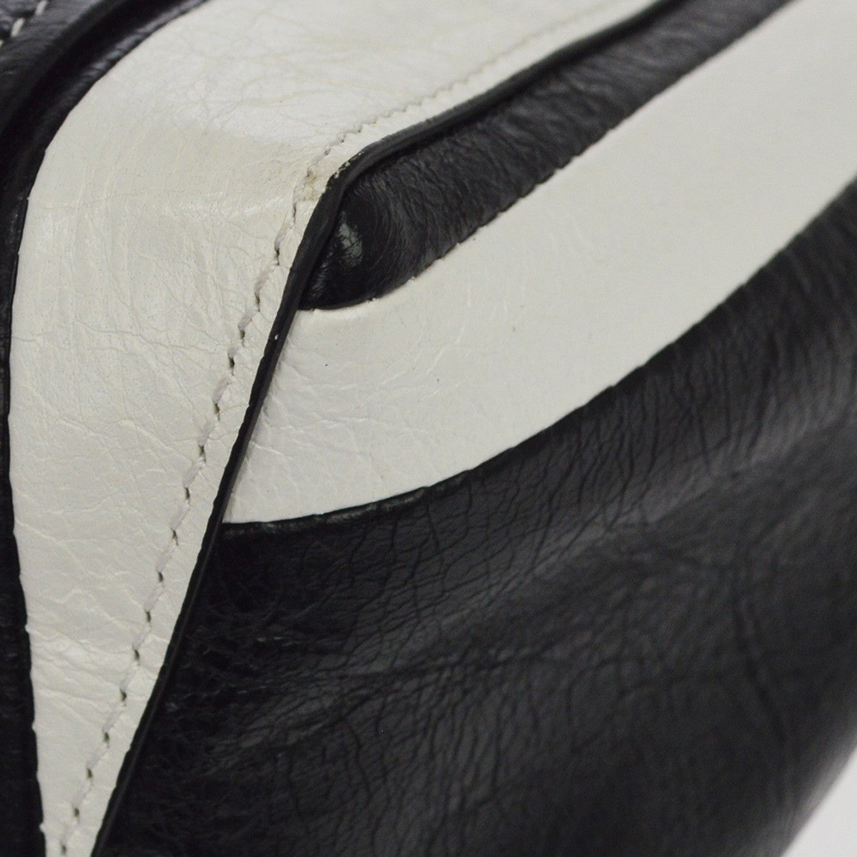 Balenciaga Barbes East West Shopper Tote Striped Leather, Black, Leather, Tote Bag