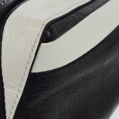 Balenciaga Barbes East West Shopper Tote Striped Leather, Black, Leather, Tote Bag